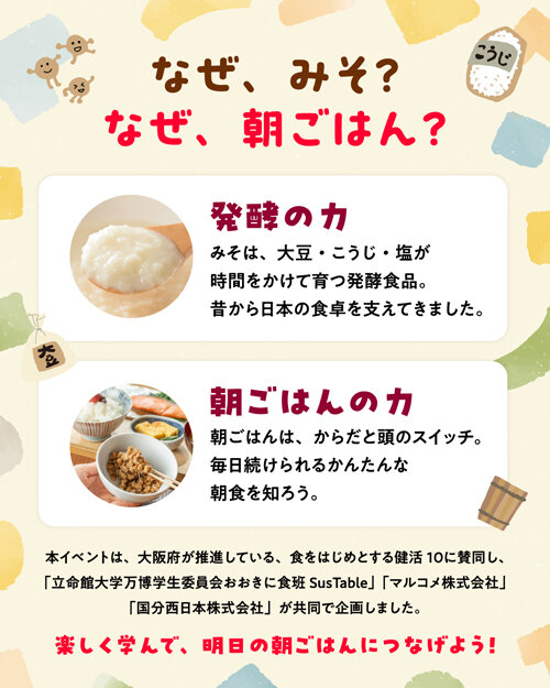 なぜ、みそ？なぜ、朝ごはん？楽しく学んで、明日の朝ごはんにつなげよう！