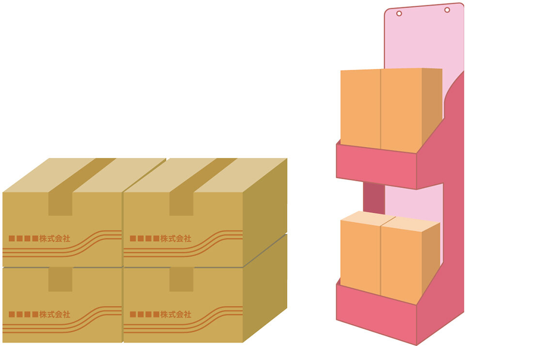 パッケージ、販促什器のイラスト