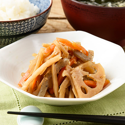 ４種具材のきんぴらごぼう盛り付け例