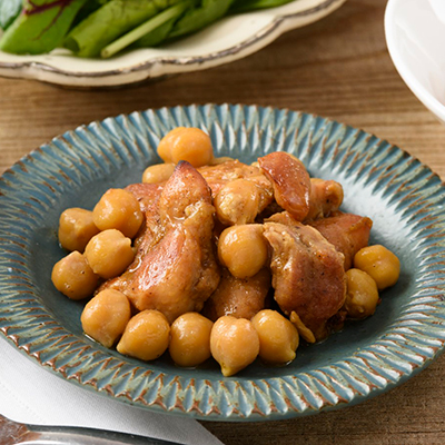 ひよこ豆入りタンドリーチキン盛り付け例