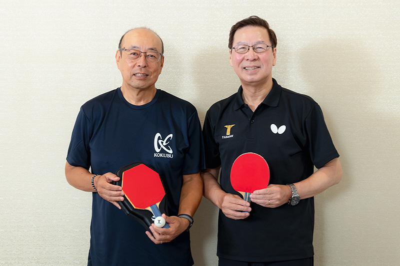 Tリーグ 理事長補佐 宮﨑 義仁 氏と国分グループ本社 専務 鈴木 嘉一