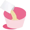 イラスト 麺を水切りせずにカップに入れます。