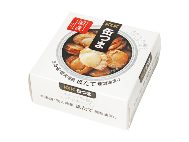 缶つま 北海道・噴火湾産ほたて燻製油漬